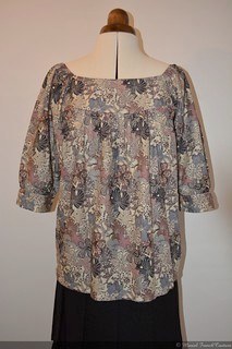 Blouse/Chemisier liberty mauvey prune, féminin, romantique, manches gigots, taille 38/40