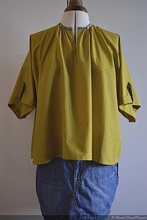 Top/T-shirt loose, effet cape, manches courtes, vert olive France Duval Stalla, Liberty fitzgerald gris