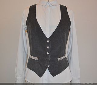 Gilet barman femme velours gris anthracite liberty mitsi, taille 38/40